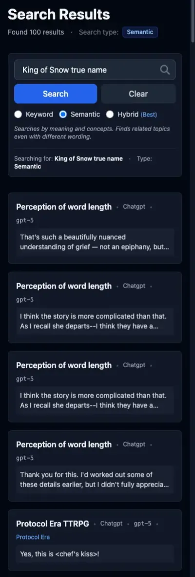 Semantic search results for the query "king of snow true name"