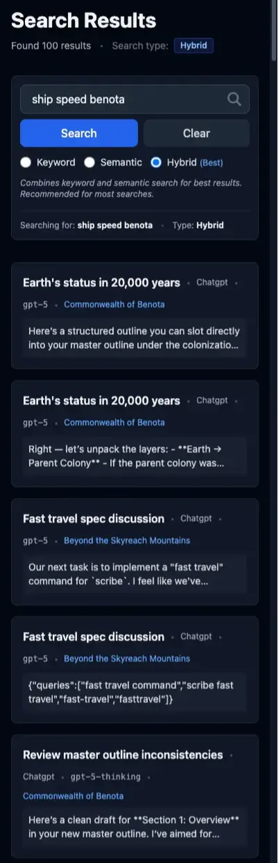 Hybrid search results for the query "ship speed benota"