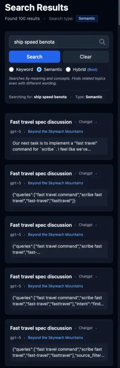 Semantic search results for the query "ship speed benota"
